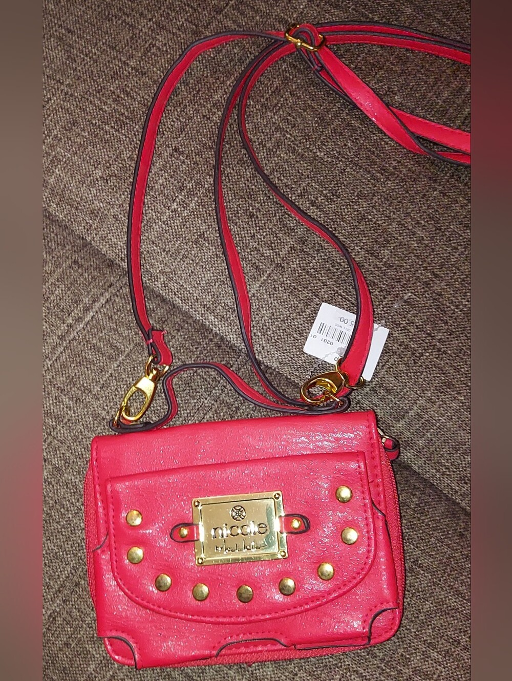 Nicole by Nicole Miller Bright Pink Crossbody with Gold Hardware
